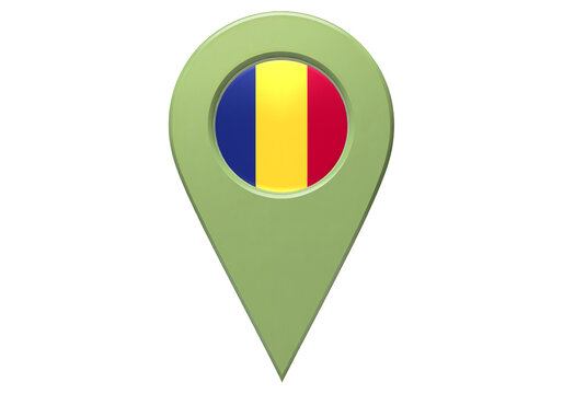 Romanian flag map pin location marker