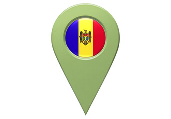 Obraz premium Moldova location pin with national flag