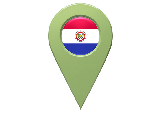 Paraguay Location Pin Flag Icon Map