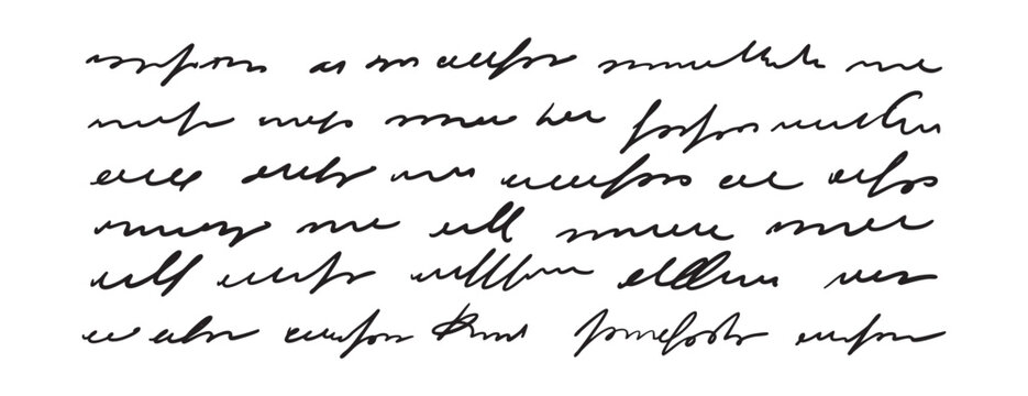 Unreadable handwriting text set. Abstract cursive script. Vintage handwritten patterns for creative design