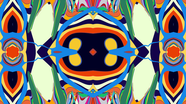 Colorful abstract geometric pattern with vibrant symmetrical design