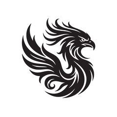Obraz premium Stylized phoenix bird silhouette logo icon.