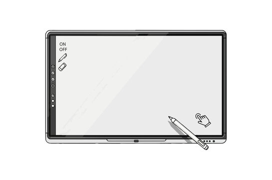 Interactive Whiteboard with Stylus for Education and Presentation.