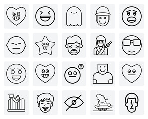 Fototapeta premium Digital Face Expressions And Social Media Reactions – Including Smile, Frown, And Sunglasses For Modern User Interface Projects