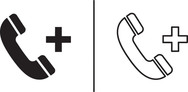 Add call icon, vector symbol for new contact or initiating a call, user interface design element.