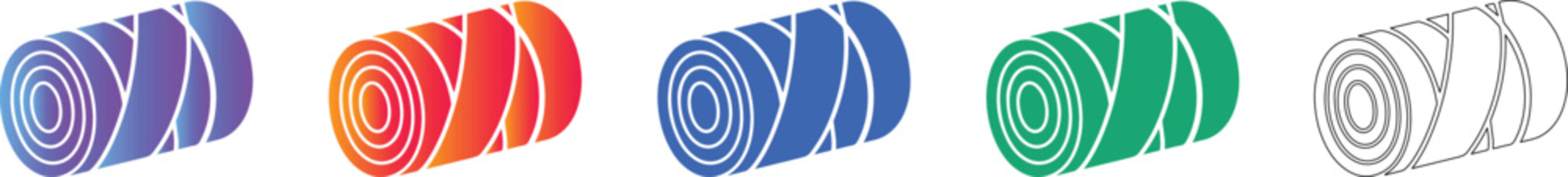 Fabric Roll Icon Set in Multiple Styles