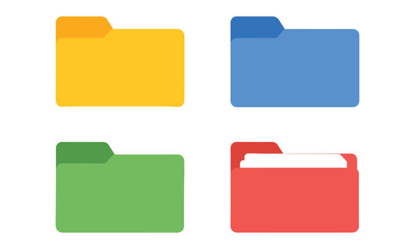 Set of colorful file folders for digital document organization and office data management tasks.