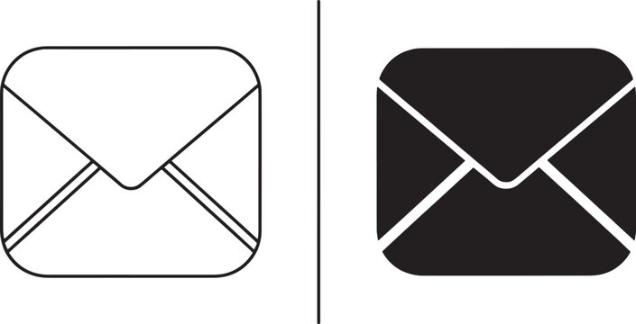 Rounded corner envelope icons for modern digital interface and mobile app design.
