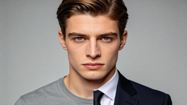 Man in formal and casual attire