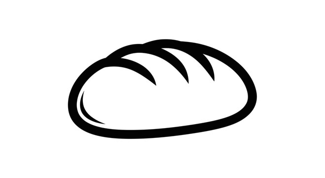 A black and white illustration of a loaf of bread