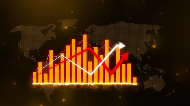 Business graph showing business growth. Arrow up graph icon animation. Upward trend business growth animation.