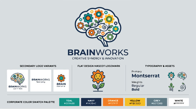 Brain gear clockwork with flowers