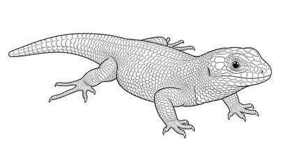 Fototapeta premium Simplified lizard outline illustration with clear lines and neutral pose, ideal for education and design use. High quality photo