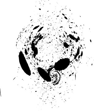 Grunge Design Elements. Black blots. Brush Strokes. Vector illustration, Vector black and white ink splash. Abstract creative background. Black isolated drops on a white background. Black droplets dri
