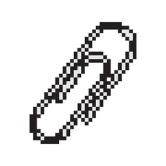 Fototapeta premium Pixel art paperclip icon isolated on white background. Retro 8-bit stationery clip vector illustration.