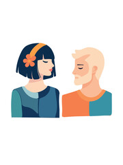 Fototapeta premium fashionable editorial portrait of couple man and woman on white background