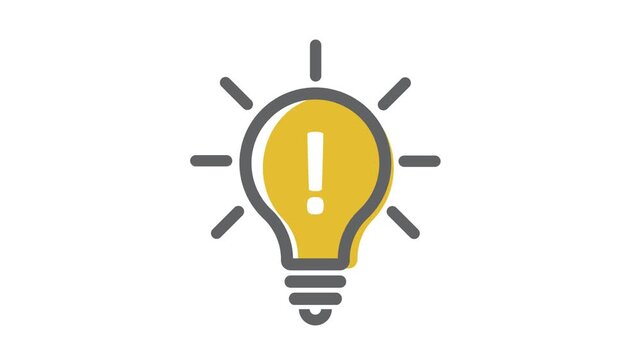 Light bulb with exclamation mark, video, icon, vector.