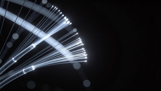 Fiber optic cables emitting light