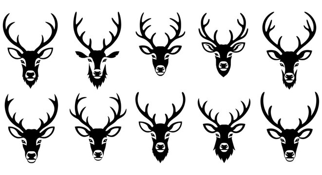 Deer Head Illustrations A Collection Of Black And White Vector Graphics