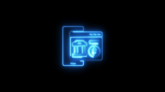 Neon glowing smart home automation app on mobile device with security camera and alarm system mobile app