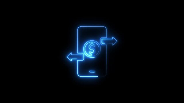 Mobile payment gateway neon sign dollar symbol transaction online banking