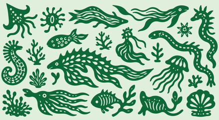 Obraz premium Abstract flowing wave tile collection with organic contour lines and fluid topographic patterns. Modern decorative vector set perfect for branding, packaging, textiles, wallpapers, and surface design.