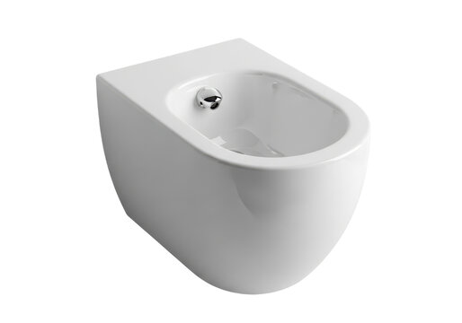 Modern white ceramic bidet isolated on transparent background