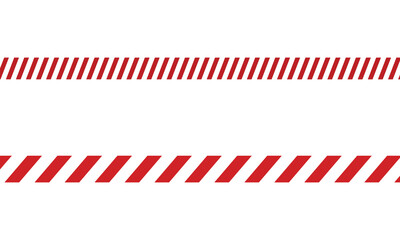 Fototapeta premium Two sets of red and white striped warning tapes stretching across a bright minimalist space to evoke urgent caution and restriction.