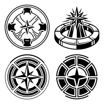 Compass star navigation badge set