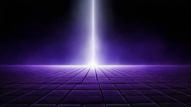Elegant violet glow in black void space drifting upward with soft haze and calm luminous depth