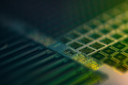 Wafer silicon wafer featuring multiple individual electronic microchips