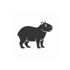 Fototapeta premium Stylized Silhouette of a Capybara Standing Profile View.
