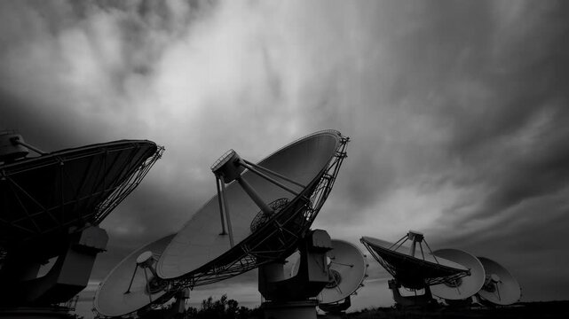 Satellite dishes array in an outdoor communications station