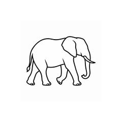 Fototapeta premium Simple Line Drawing of an African Elephant Walking.