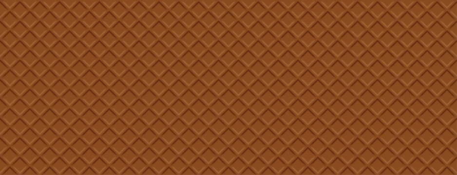 Chocolate waffle texture seamless pattern. Wafer cone bg.
