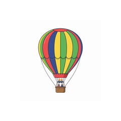 Fototapeta premium Colorful Hot Air Balloon Illustration with Basket and Passengers.