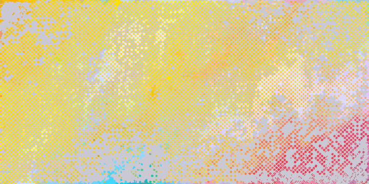 Halftone dot pattern with pastel watercolor effect and gradient colors