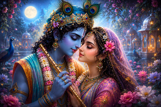 Radha Krishna modern art painting ai genrated 