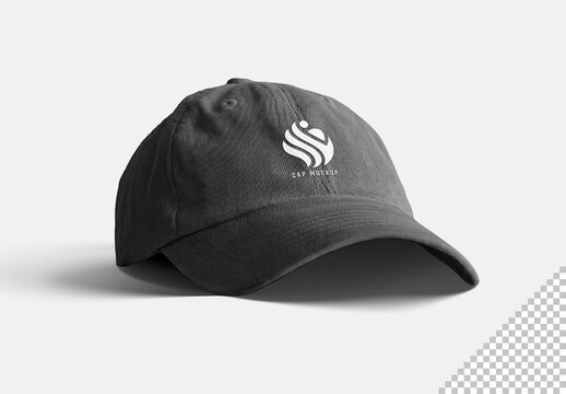 Editable Black Cap Logo Mockup Isolated on White