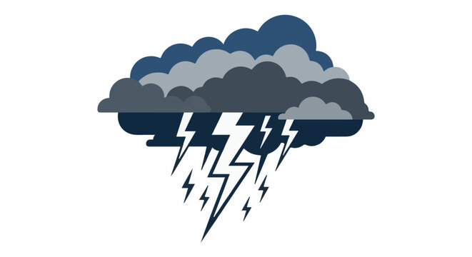 Dark storm clouds unleash bright lightning bolts and streaks