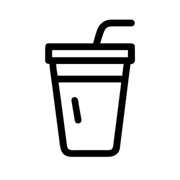 Minimalist outline icon of a drink cup with straw beverage container takeaway refreshment refreshing isolated illustration smoothie