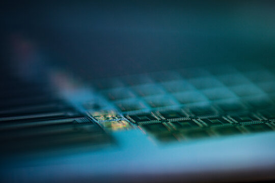 Wafer silicon wafer microchip production illuminating electronic components