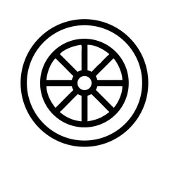 Obraz premium Minimalist simple wheel outline icon for vehicles and transportation design with transport automotive transportation component rotation abstract