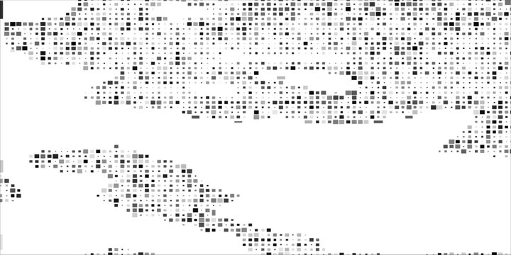 Blue Pixelated Digital Data Stream Over Black Background, Abstract Technology Matrix and Network Visualization