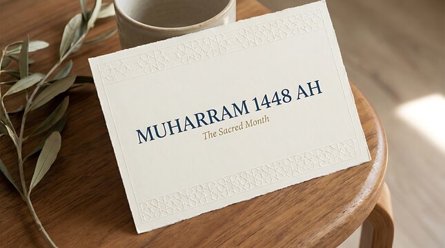 Clean elegant layout, text &ldquo;Muharram 1448 AH&rdquo;