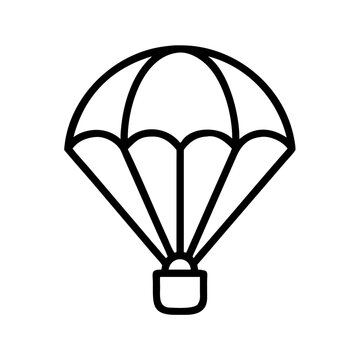Linear icon design of an open parachute for extreme sports and adventure with parachute skydiving adventure equipment minimalist recreation