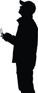 Silhouette of female programmer software engineer working on laptop computer with floating digital javascript code script overlay background