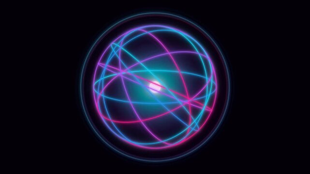 Sci-Fi Gyroscope Neon Holographic 3D Spin Tech Animation