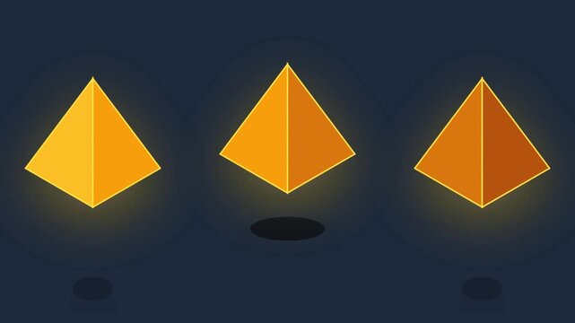 Golden Pyramids 3D Floating Luxury Abstract Shape Animation
