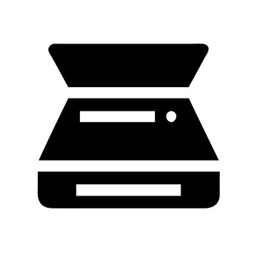 Flat style document scanner icon for office and digital imaging applications with document equipment hardware technology illustration corporate